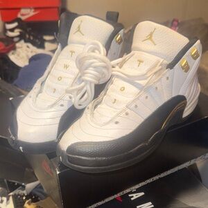 Jordan White and Black Sneakers with Gold Accents